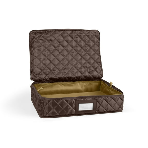 Platter Serveware Storage With Tray - Washable and Stain Resistant, ID Window, Kitchen Storage, Bronze