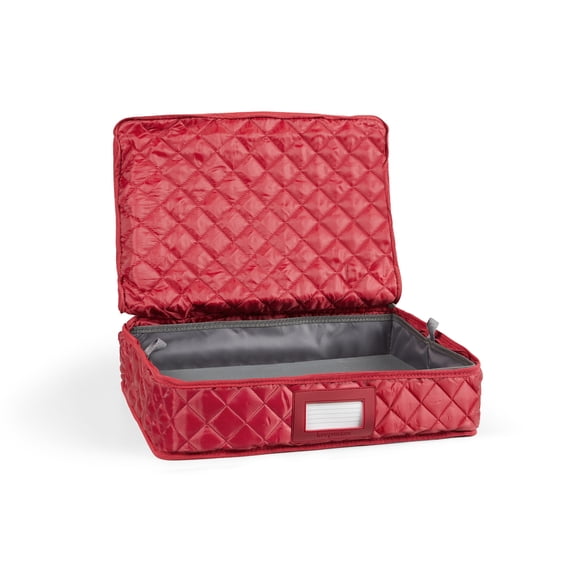 Platter Serveware Storage With Tray - Washable and Stain Resistant, ID Window, Kitchen Storage, Red