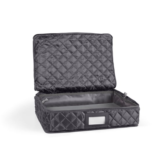 Platter Serveware Storage With Tray - Washable and Stain Resistant, ID Window, Kitchen Storage, Slate