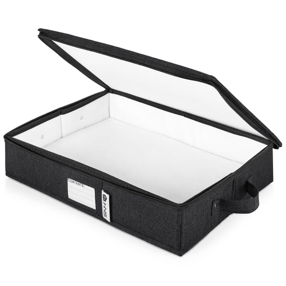 Platter Storage Container Hard Shell China Organizer with Dividers Protects up to 4 Platters for Moving and Seasonal Storage, Black