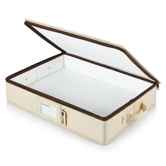 Platter Storage Container Hard Shell China Organizer with Dividers Protects up to 4 Platters for Moving and Seasonal Storage, Quilted