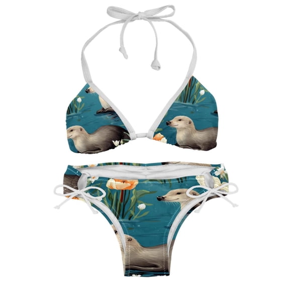 Platypus Bikini Set with Detachable Sponge & Adjustable Strap, Two-Pack, Ideal for Beach & Pool, Swimsuit Swimsuits Bikini