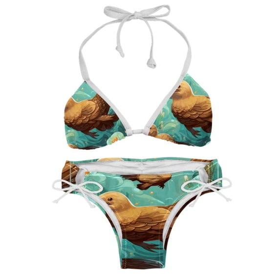 Platypus Bikini Set with Detachable Sponge & Adjustable Strap, Two-Pack, Ideal for Beach & Pool, Swimsuit Swimsuits Bikini