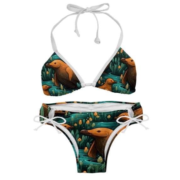 Platypus Detachable Sponge Adjustable Strap Bikini Set Two-Pack - Swimwear for Two, Beach Vacation Essentials!