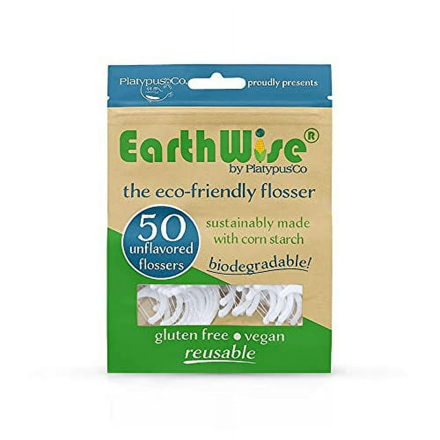 Platypus Eco Friendly Dental Floss Picks, Biodegradable Flossers, 50