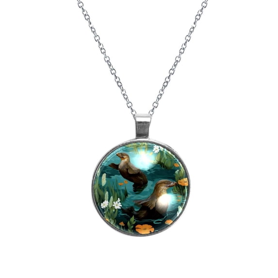 Platypus Elegant Women's Glass Circular Pendant Necklace - Stylish Necklaces for Women
