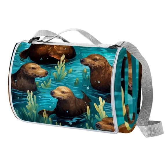 Platypus Extra Large Canvas Picnic Blanket - Waterproof Outdoor Beach Mat with Carry Strap for Family - Foldable, Portable, and Durable - Camping, Park, and Travel - 200x200cm