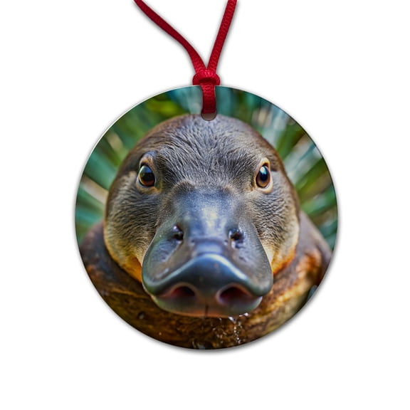 Platypus Face Christmas Tree Holiday Round Ceramic Ornament