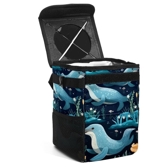 Platypus Foldable Car Garbage Can with Lid, Leak-proof Hanging Storage Bag - Mini Trash Can for Car