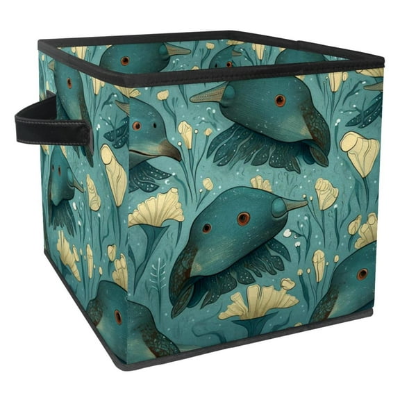 Platypus Foldable Toy Box with Handle, 10.8"x10.5"x10.6", Large Capacity Cube Organizer Bins