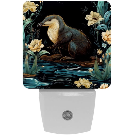 Platypus LED Square Night Lights - Energy Efficient & Elegant Decorative Lighting for Your Home - Set of 2 Understated Square LED Nightlights