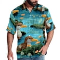 thumbnail image 1 of Platypus Men's Casual Poplin Printed Button Down Short Sleeve Summer Beach Shirts - Unisex, 1 of 6
