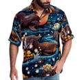 thumbnail image 1 of Platypus Men's Casual Printed Button Down Short Sleeve Summer Beach Shirt, Unisex, 1 of 6