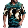 thumbnail image 1 of Platypus Men's Short Sleeve Beach Shirts Hawaiian Button Down Casual Summer Printed Unisex Top, 1 of 6