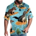 thumbnail image 1 of Platypus Men's Short Sleeve Button Down Poplin Hawaiian Shirt for Summer Beach, Casual Printed Unisex Style, 1 of 6
