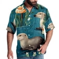 thumbnail image 1 of Platypus Men's Short Sleeve Poplin Shirt, Casual Button Down Shirts, Printed Summer Beach Shirt, Unisex Casual Button Down Top, 1 of 6