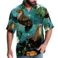 thumbnail image 1 of Platypus Men's Short Sleeve Spread Collar Beach Shirts Casual Printed Button Down Unisex Summer Tops, 1 of 6