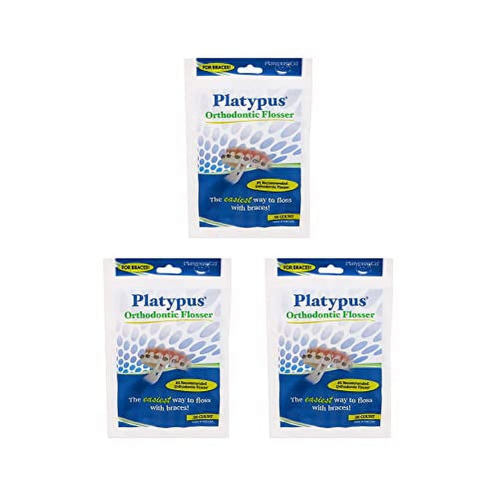 Platypus Orthodontic Flossers for Braces- Unique Structure Fits Under Arch Wire, Floss Entire Mouth in Two Minutes, Increases Flossing Compliance, Will Not Damage Braces - 30 Count Bag (Pack of 3)