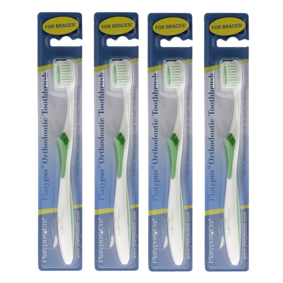Platypus Orthodontic Toothbrush, Braces Care, 4 Pc Toothbrush Multipack