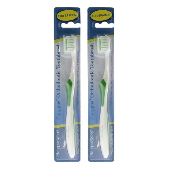 Platypus Orthodontic Toothbrush, Toothbrush for Braces, 2 Pc