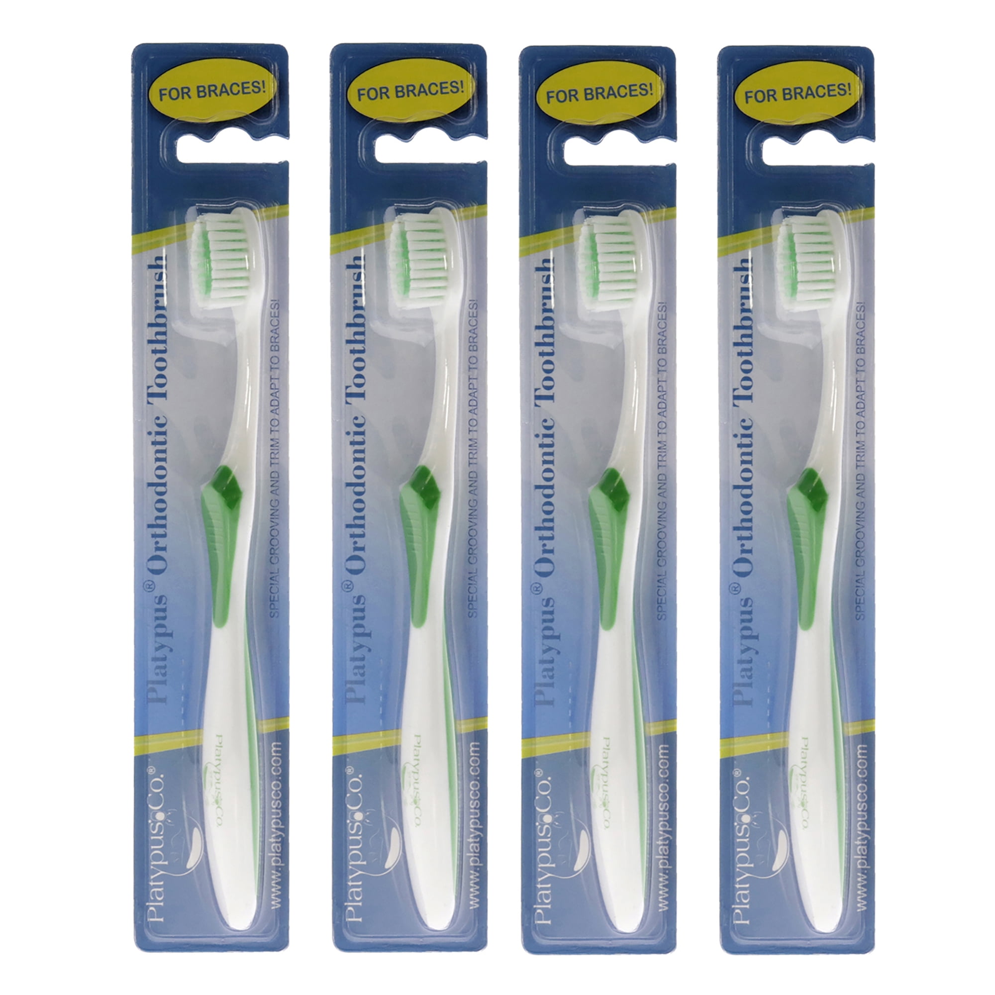 Platypus Orthodontic Toothbrush, Braces Care, 4 Pc Toothbrush Multipack ...