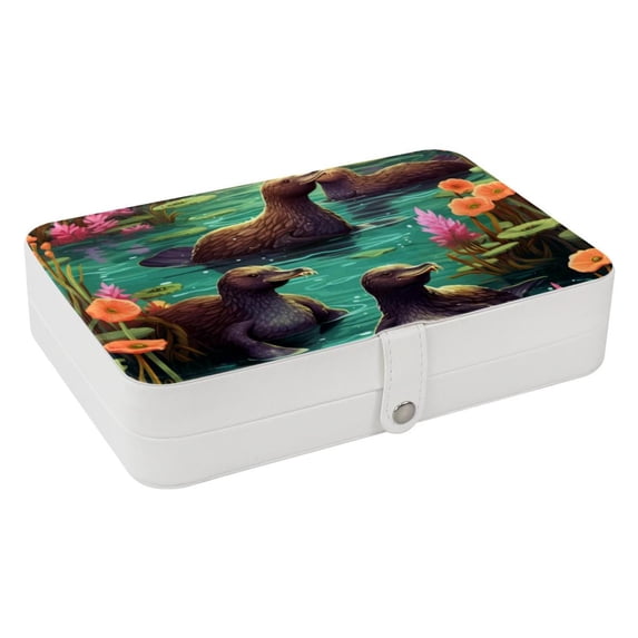 Platypus PU Leather Jewelry Box with Removable Compartment and Necklace Organizer Display Case - Portable