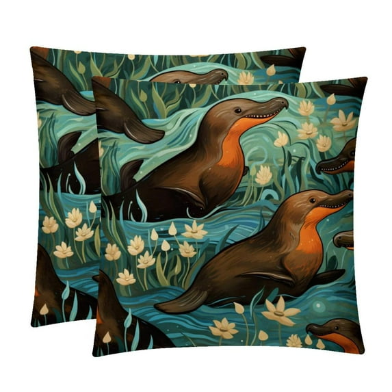 Platypus Pillow Covers Inserts, Decorative Pillows, Throw Pillows with Unique Patterns for Home Décor - Set of 2 in 16x16, 18x18, or 20x20 inches