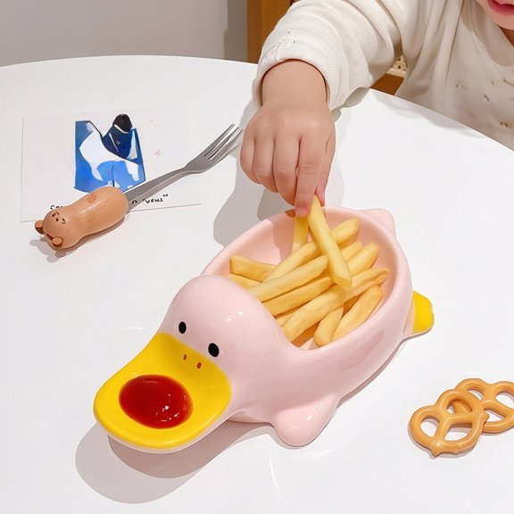 Platypus Shaped Ceramic Dip Bowl Duck-Billed Sauce Dish (Pink)