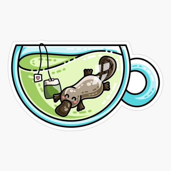 Platypus Tea Pun Cute Animal Sticker