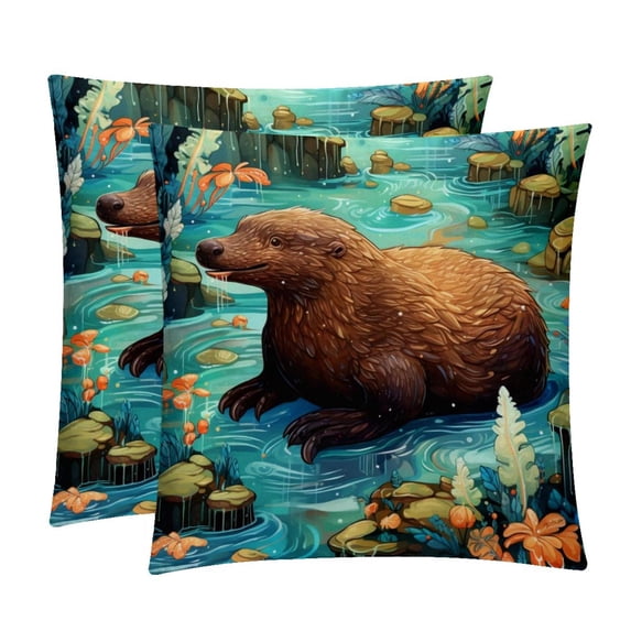 Platypus Throw Pillows Set of 2 with Unique Patterns Covers - Available in 16x16, 18x18, and 20x20 Inches for Various Occasions - Includes Throw Pillow Inserts