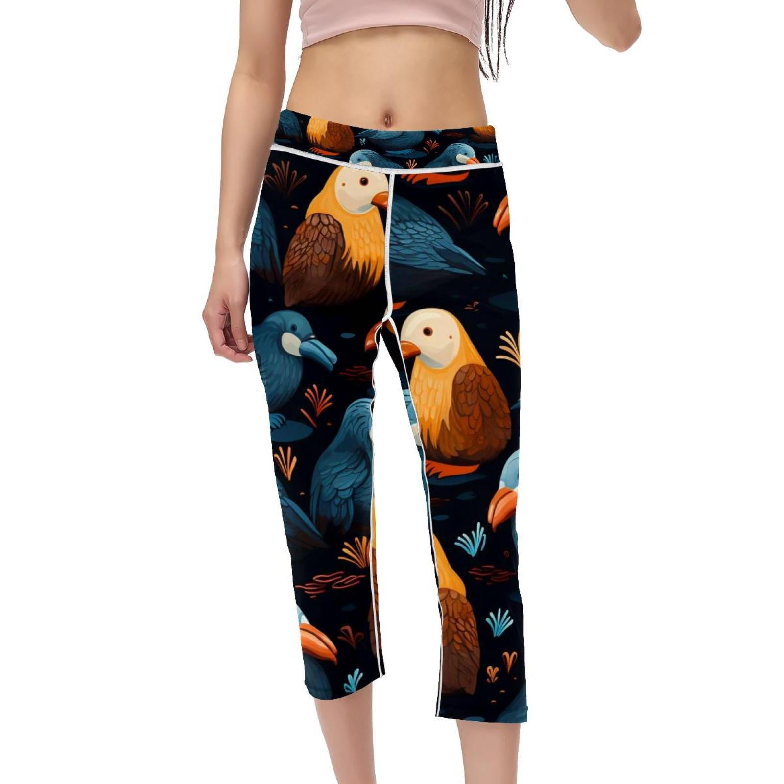 Platypus Women's High Waist Capris Printed Yoga Pants Compression