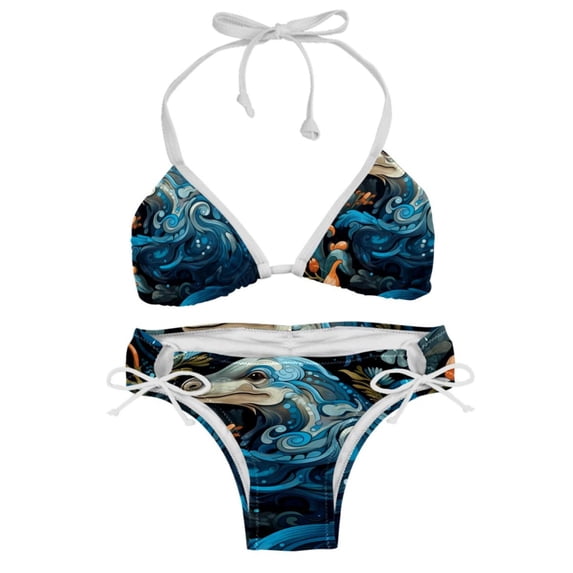Platypus Women's One-Piece Swimsuit Bikini Set with Detachable Sponge and Adjustable Strap, Two-Pack, for Swimming Scenes