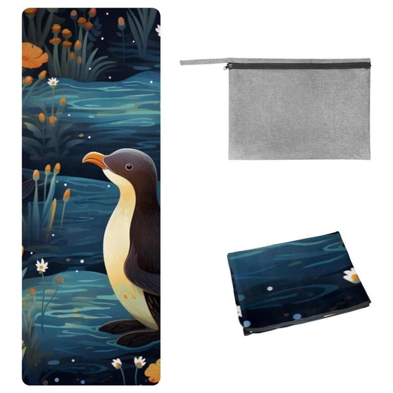 Platypus Yoga Mat Towel with Feature, Storage Bag, 72.8"x26.8" - Yoga, Pilates, Fitness, Gym Towel