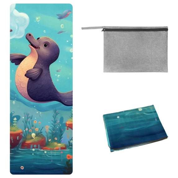 Platypus Yoga Mat Towel with Storage Bag, 72.8"x26.8", Suitable for Hot Yoga, Pilates, Fitness - Yoga Blanket, Yoga Towel, Hot Yoga Towel Included