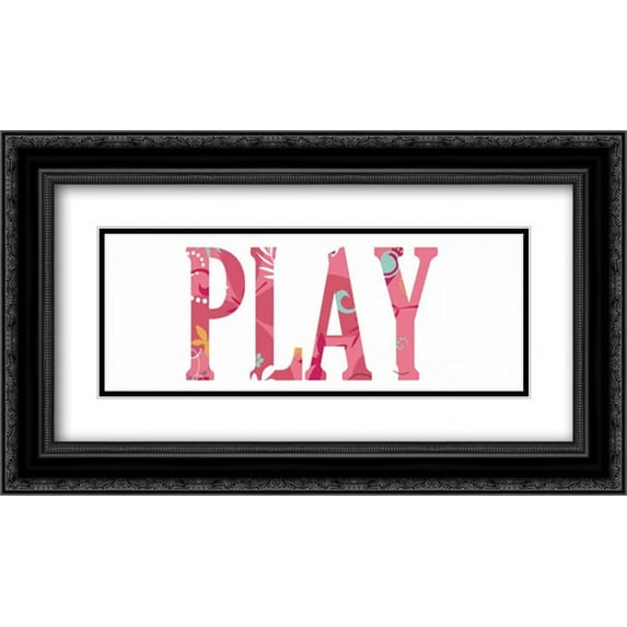 Play 2x Matted 24x14 Black Ornate Framed Art Print by Quach, Anna