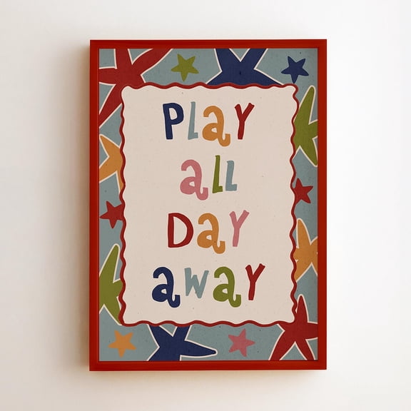Play All Day Playroom Sign Retro Nursery Playroom Poster