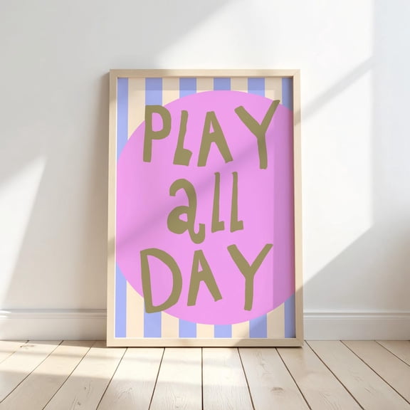 Play All Day Print Vibrant Nursery Wall Art Unframed Paper Print