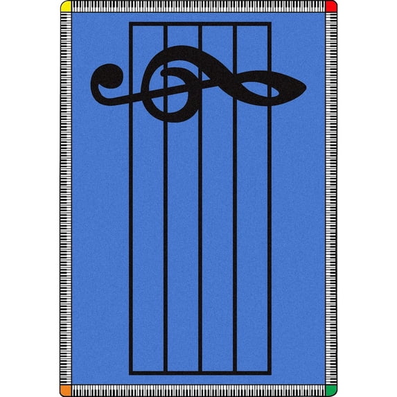 Joy Carpets Kid Essentials Play Along 5'4" x 7'8" Area Rug in Color Blue