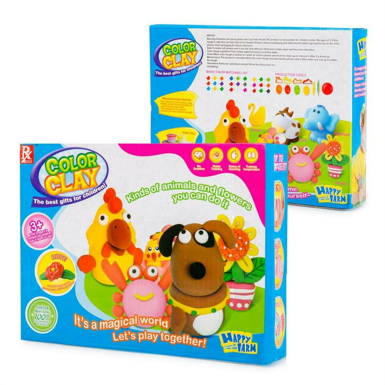 Play Baby Toys DIY Super Soft Clay Collection, Variety Pack - Happy Farm -  Creating Animals and Flowers All By Yourself