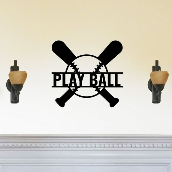 Play Ball Baseball - Beautiful Solid Steel Home Decor Decorative Accent Metal Art Wall Sign