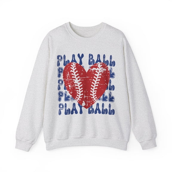 Play Ball Baseball Heart Sweatshirt, Distressed Vintage Baseball Shirt Gift