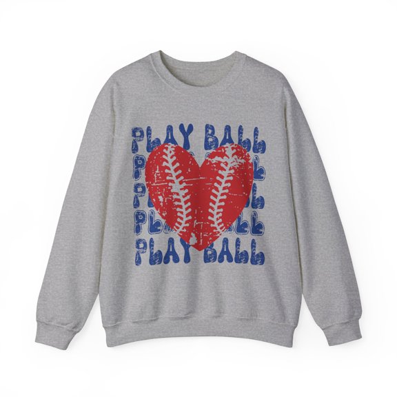Play Ball Baseball Heart Sweatshirt, Distressed Vintage Baseball Shirt Gift