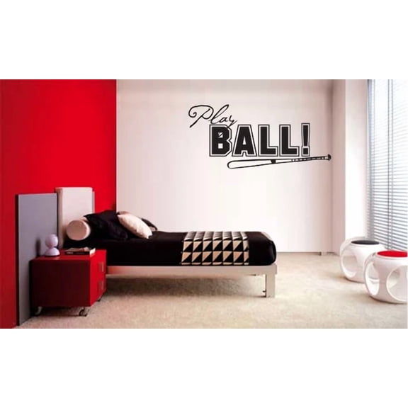 Play Ball Baseball Vinyl Wall Decal Lettering Decor Sticker Sports Kids Room