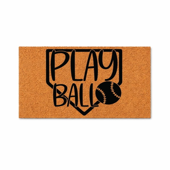 Play Ball Doormat, Baseball Home Plate Entryway Mat, Indoor Outdoor Front Door Welcome Mat (24x48 inches) WoodByStu 7603
