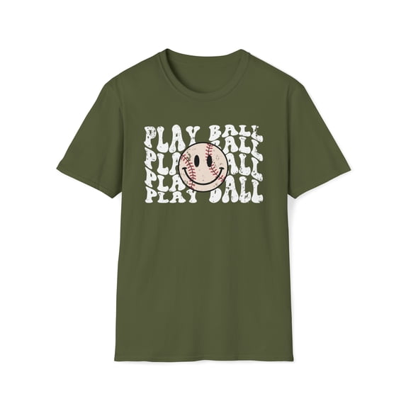 Play Ball Game, Gildan Unisex Softstyle Shirt, Baseball Graphic Tee, S-3XL