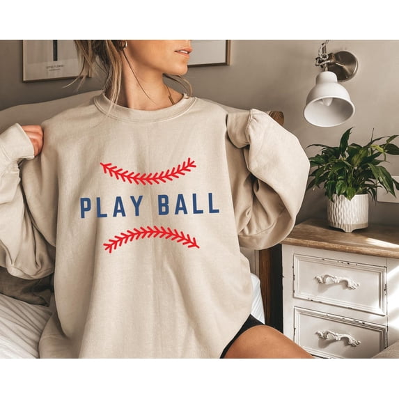 Play Ball Sweatshirt, Play Ball Shirt Women Hoodie, Baseball Game Day Crewneck, T ball Mom Sweatshirt, Baseball Mom, Baseball Mom Gift TSHIRT All Size S-5XL