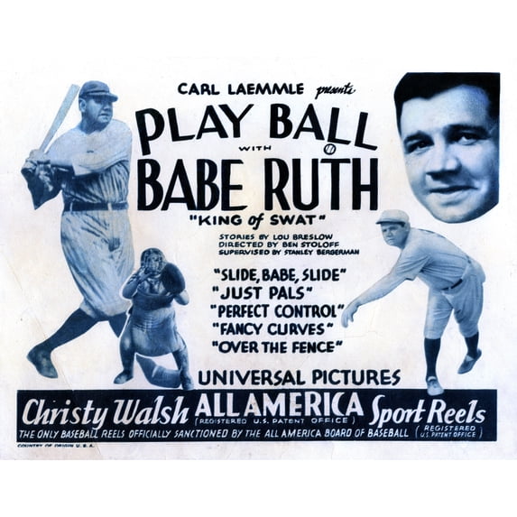 Play Ball With Babe Ruth Babe Ruth 1920 Movie Poster Masterprint (14 x 11)