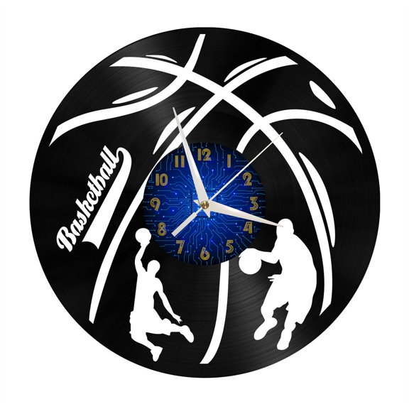 Play Basketball Vinyl Record Wall Clock for Kitchen Wall Decor Wall Art Gift for Lover Gift Idea for a Best Friend(B)