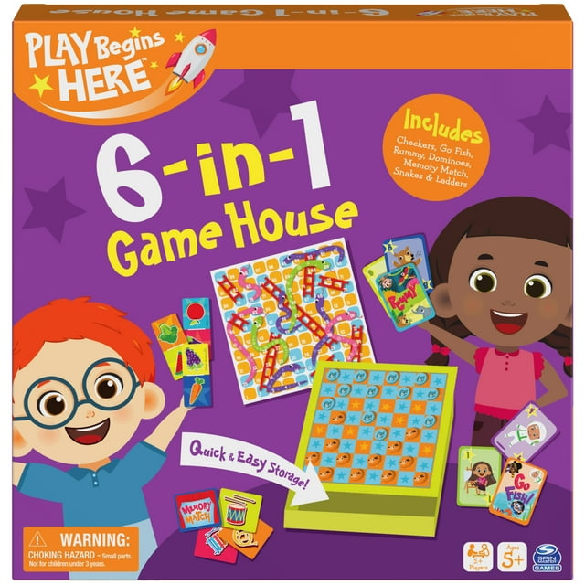 Play Begins 6in1 Classic Games Set, for Families and Kids Ages 5 and