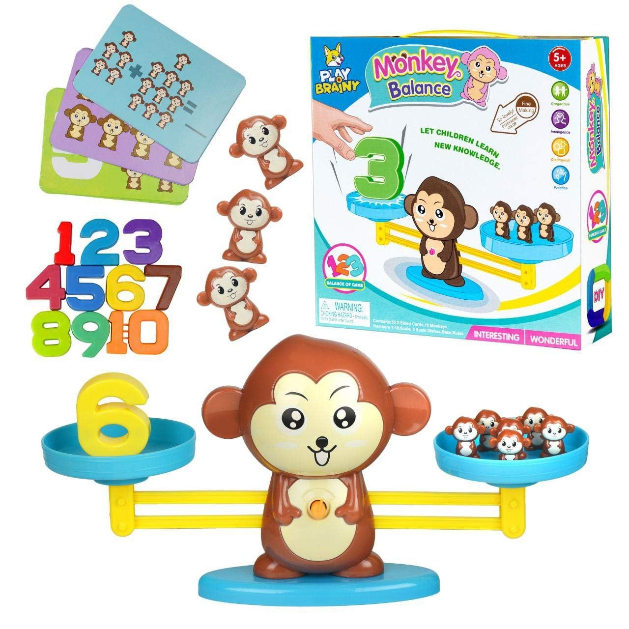 Play Brainy 65 Pc Kid s Monkey Balancing Scale and Counting Math